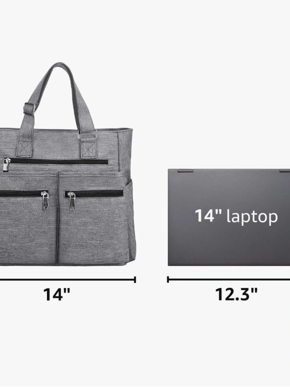 Gray nylon/canvas Tote Multi-Pocket Travel & Work Tote